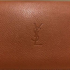 YSL brown leather long cardholder wallet